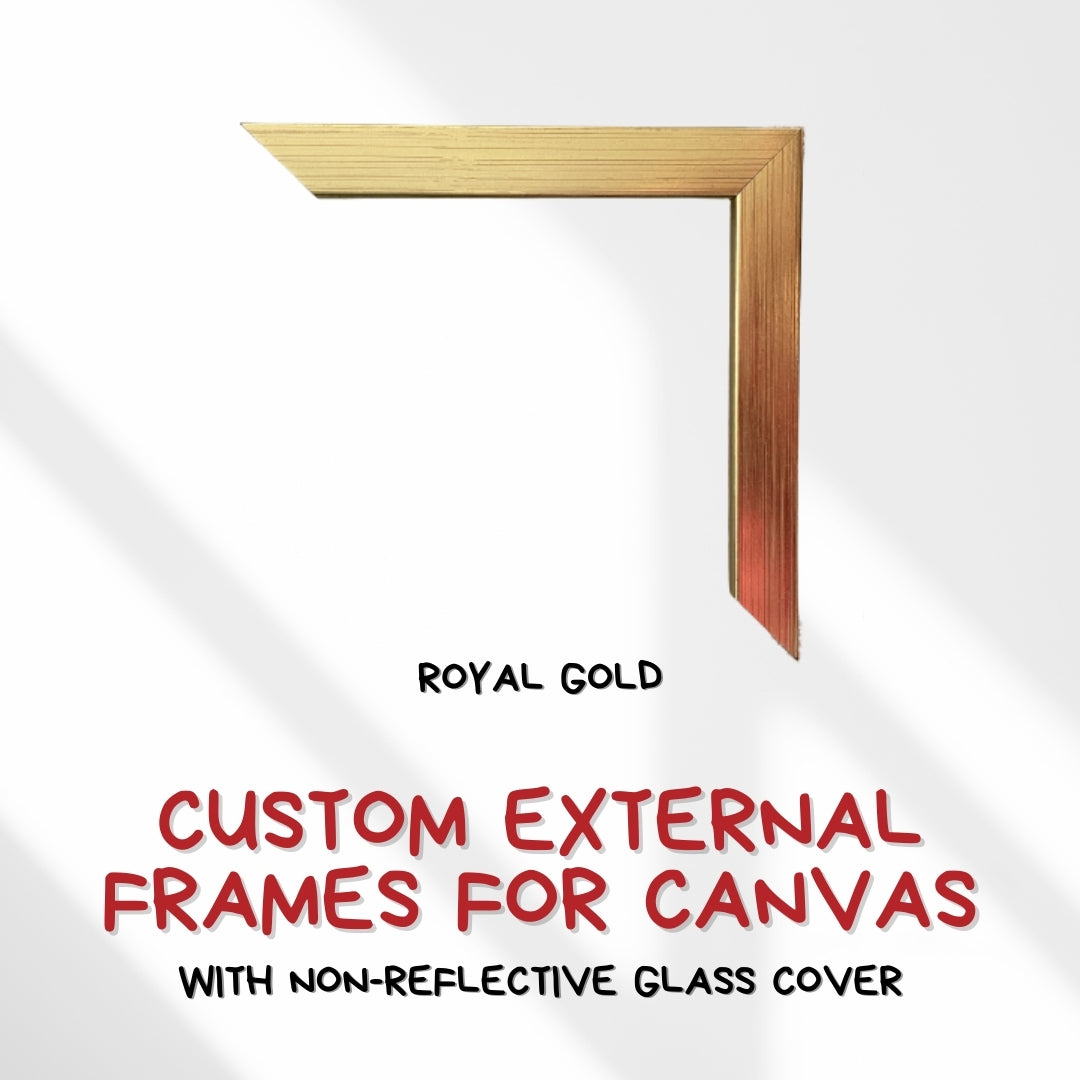 Custom External Frames For Canvas with Non-Reflective Glass Cover