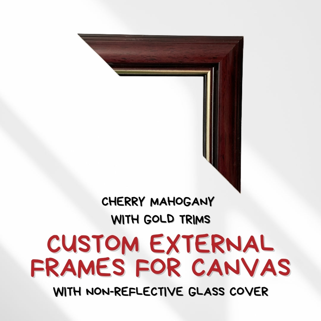 Custom External Frames For Canvas with Non-Reflective Glass Cover