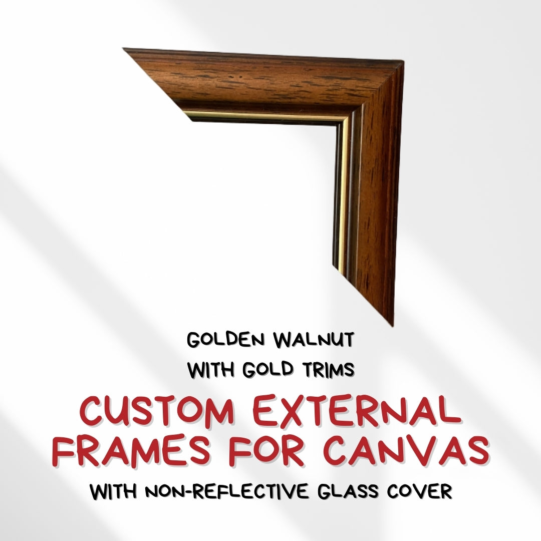 Custom External Frames For Canvas with Non-Reflective Glass Cover
